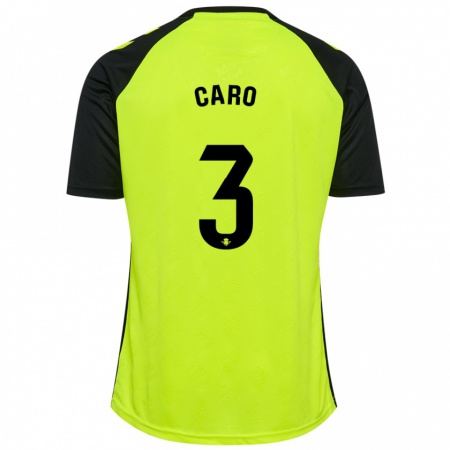 Kandiny Bambino Maglia Andrés Caro #3 Giallo Fluorescente Nero Kit Gara Away 2024/25 Maglietta