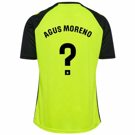 Kandiny Kinderen Agus Moreno #0 Fluorescerend Geel Zwart Uitshirt Uittenue 2024/25 T-Shirt