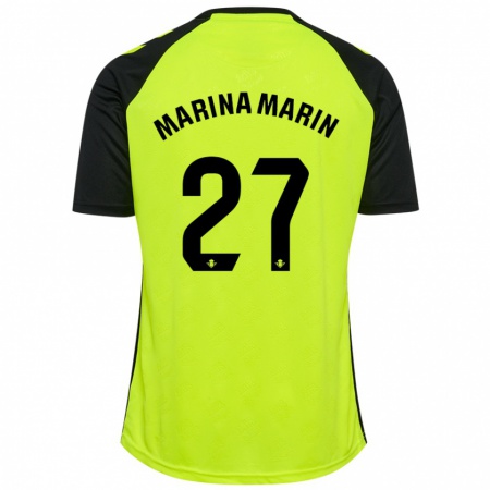 Kandiny Kinderen Marina Marín #27 Fluorescerend Geel Zwart Uitshirt Uittenue 2024/25 T-Shirt