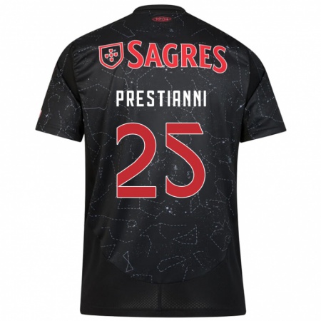 Kandiny Kinderen Gianluca Prestianni #25 Zwart Rood Uitshirt Uittenue 2024/25 T-Shirt