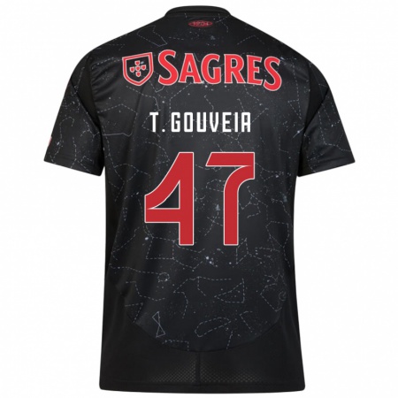 Kandiny Bambino Maglia Tiago Gouveia #47 Nero Rosso Kit Gara Away 2024/25 Maglietta