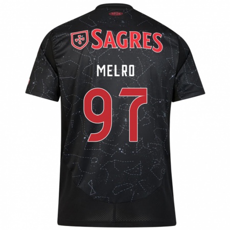 Kandiny Bambino Maglia José Melro #97 Nero Rosso Kit Gara Away 2024/25 Maglietta