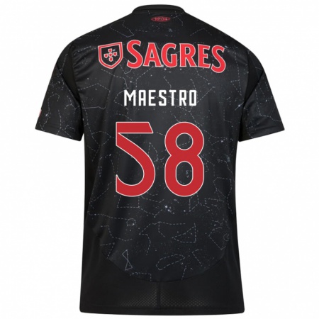 Kandiny Bambino Maglia Maestro #58 Nero Rosso Kit Gara Away 2024/25 Maglietta