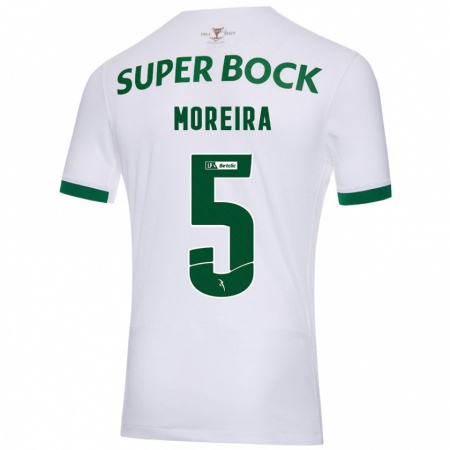 Kandiny Kinderen David Moreira #5 Wit Groen Uitshirt Uittenue 2024/25 T-Shirt