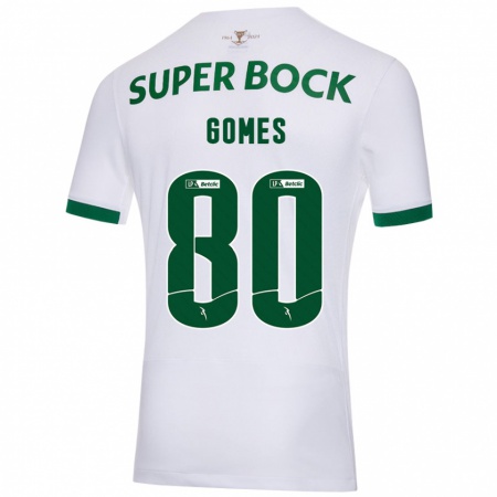 Kandiny Kinderen Luís Gomes #80 Wit Groen Uitshirt Uittenue 2024/25 T-Shirt