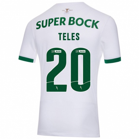 Kandiny Bambino Maglia Ana Teles #20 Bianco Verde Kit Gara Away 2024/25 Maglietta