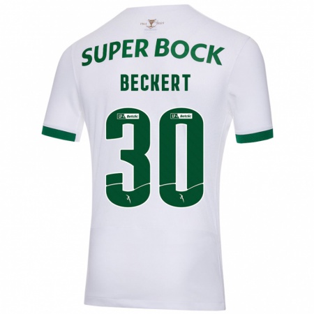 Kandiny Kinderen Carolina Beckert #30 Wit Groen Uitshirt Uittenue 2024/25 T-Shirt