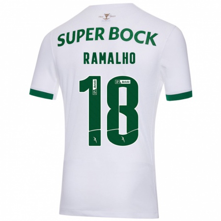 Kandiny Kinderen Inês Filipa Ramalho Gonçalves #18 Wit Groen Uitshirt Uittenue 2024/25 T-Shirt