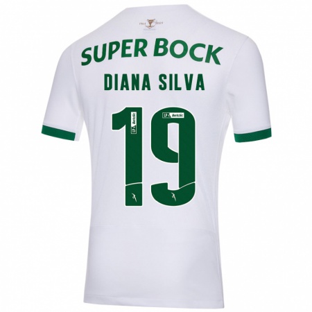 Kandiny Kinderen Diana Micaela Abreu De Sousa E Silva #19 Wit Groen Uitshirt Uittenue 2024/25 T-Shirt