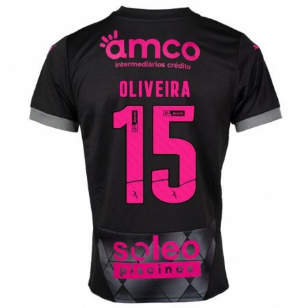 Kandiny Kinderen Paulo Oliveira #15 Zwart Roze Uitshirt Uittenue 2024/25 T-Shirt