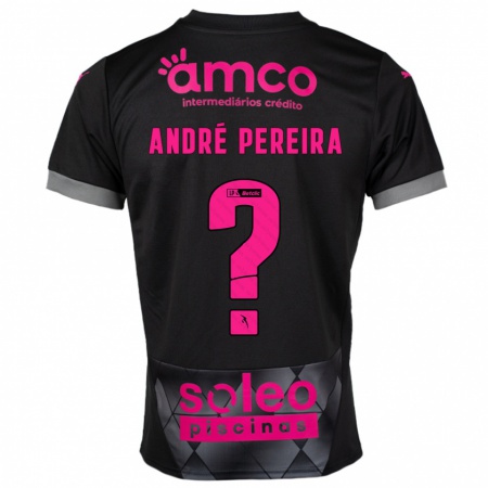 Kandiny Kinderen João André Pereira #0 Zwart Roze Uitshirt Uittenue 2024/25 T-Shirt