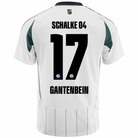 Kandiny Kinderen Adrian Gantenbein #17 Wit Groen Uitshirt Uittenue 2024/25 T-Shirt