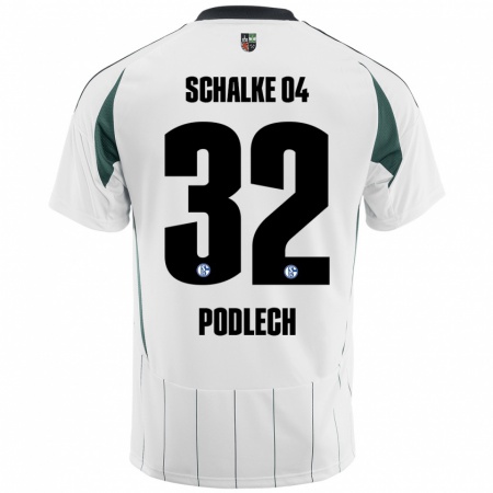 Kandiny Kinderen Luca Podlech #32 Wit Groen Uitshirt Uittenue 2024/25 T-Shirt