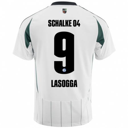 Kandiny Kinderen Pierre-Michel Lasogga #9 Wit Groen Uitshirt Uittenue 2024/25 T-Shirt