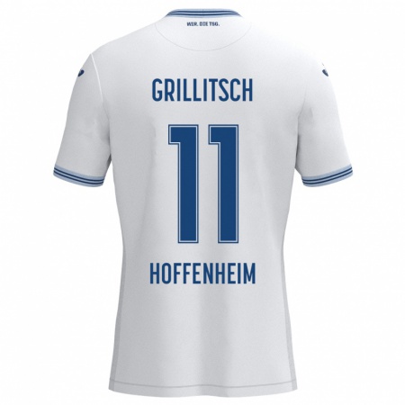 Kandiny Kinder Florian Grillitsch #11 Weiß Blau Auswärtstrikot Trikot 2024/25 T-Shirt Österreich