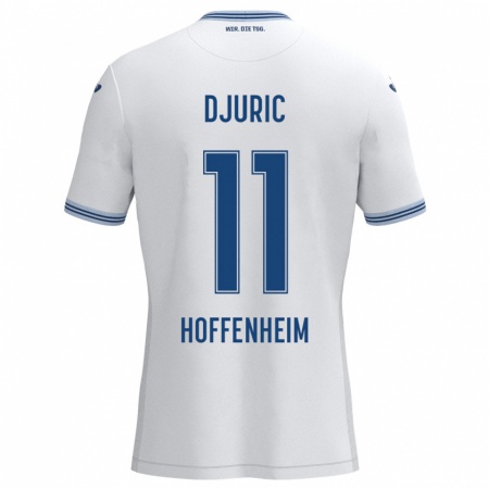 Kandiny Kinderen Luka Djuric #11 Wit Blauw Uitshirt Uittenue 2024/25 T-Shirt