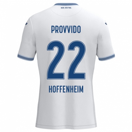 Kandiny Kinderen Luca Provvido #22 Wit Blauw Uitshirt Uittenue 2024/25 T-Shirt