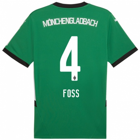 Kandiny Kinderen Jonathan Foss #4 Groen Wit Uitshirt Uittenue 2024/25 T-Shirt