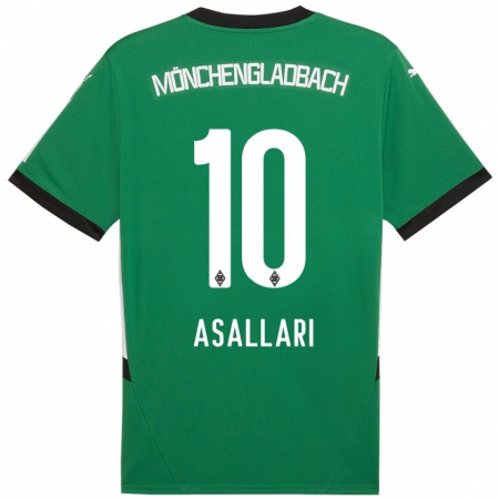 Kandiny Kinderen Kushtrim Asallari #10 Groen Wit Uitshirt Uittenue 2024/25 T-Shirt