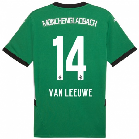 Kandiny Kinderen Kyra Van Leeuwe #14 Groen Wit Uitshirt Uittenue 2024/25 T-Shirt