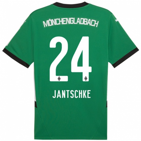 Kandiny Bambino Maglia Tony Jantschke #24 Verde Bianco Kit Gara Away 2024/25 Maglietta