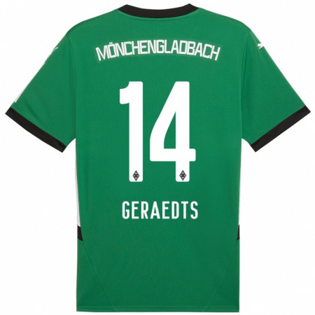 Kandiny Kinderen Kelsey Geraedts #14 Groen Wit Uitshirt Uittenue 2024/25 T-Shirt