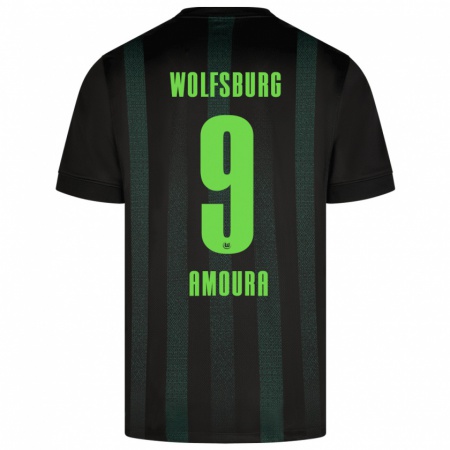 Kandiny Kinder Mohamed Amoura #9 Dunkelgrün Auswärtstrikot Trikot 2024/25 T-Shirt Österreich