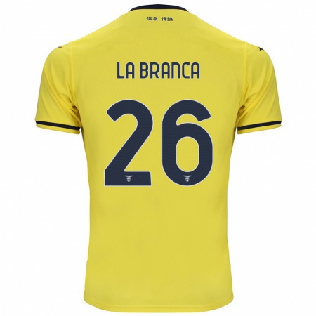 Kandiny Bambino Maglia Ruggero La Branca #26 Giallo Kit Gara Away 2024/25 Maglietta