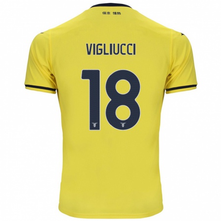 Kandiny Bambino Maglia Chiara Vigliucci #18 Giallo Kit Gara Away 2024/25 Maglietta