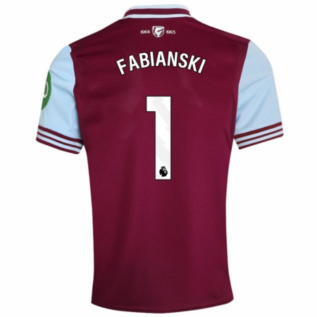 Kandiny Heren Lukasz Fabianski #1 Donkerrood Thuisshirt Thuistenue 2024/25 T-Shirt