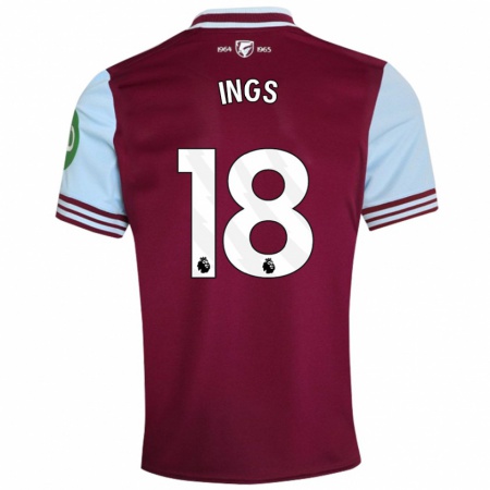 Kandiny Heren Danny Ings #18 Donkerrood Thuisshirt Thuistenue 2024/25 T-Shirt