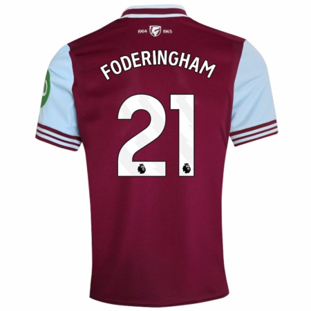 Kandiny Heren Wes Foderingham #21 Donkerrood Thuisshirt Thuistenue 2024/25 T-Shirt