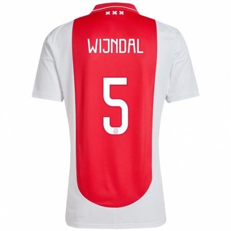 Kandiny Uomo Maglia Owen Wijndal #5 Rosso Bianco Kit Gara Home 2024/25 Maglietta