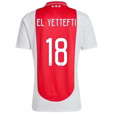 Kandiny Heren Adil Amghar El Yettefti #18 Rood Wit Thuisshirt Thuistenue 2024/25 T-Shirt