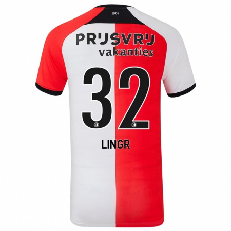 Kandiny Uomo Maglia Ondrej Lingr #32 Rosso Bianco Kit Gara Home 2024/25 Maglietta