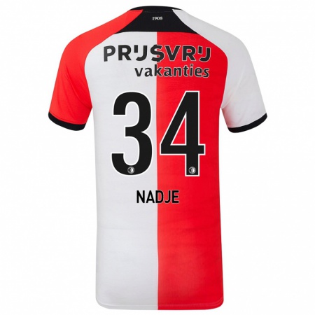 Kandiny Uomo Maglia Chris-Kévin Nadje #34 Rosso Bianco Kit Gara Home 2024/25 Maglietta