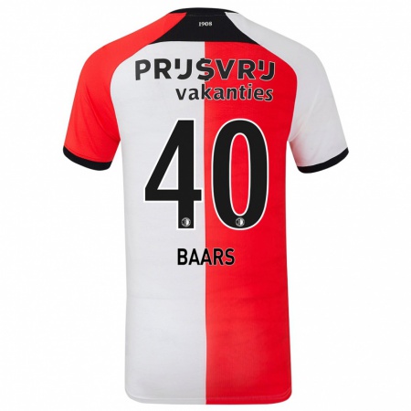 Kandiny Uomo Maglia Guus Baars #40 Rosso Bianco Kit Gara Home 2024/25 Maglietta