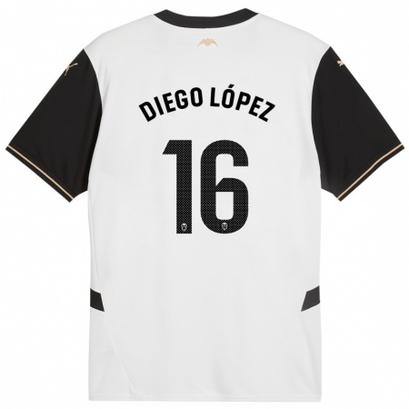 Kandiny Heren Diego López #16 Wit Zwart Thuisshirt Thuistenue 2024/25 T-Shirt