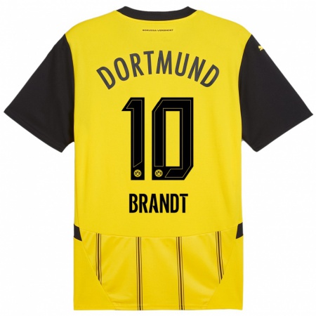 Kandiny Heren Julian Brandt #10 Geel Zwart Thuisshirt Thuistenue 2024/25 T-Shirt