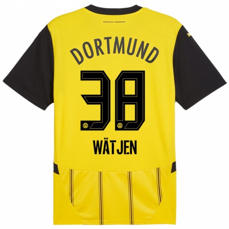 Kandiny Uomo Maglia Kjell Wätjen #38 Giallo Nero Kit Gara Home 2024/25 Maglietta