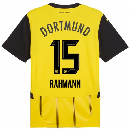 Kandiny Uomo Maglia Luke Rahmann #15 Giallo Nero Kit Gara Home 2024/25 Maglietta