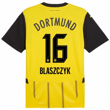 Kandiny Uomo Maglia Oliwer Blaszczyk #16 Giallo Nero Kit Gara Home 2024/25 Maglietta