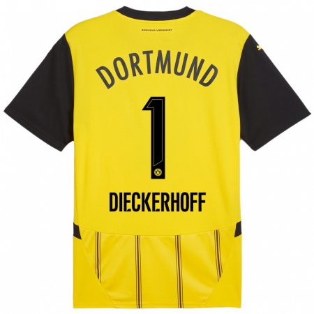 Kandiny Uomo Maglia Max Dieckerhoff #1 Giallo Nero Kit Gara Home 2024/25 Maglietta