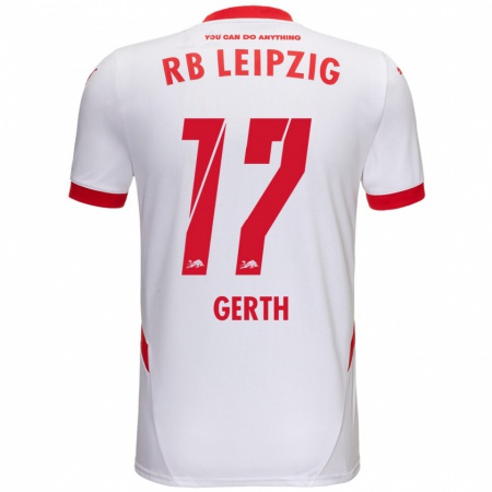 Kandiny Uomo Maglia Amos Gerth #17 Bianco Rosso Kit Gara Home 2024/25 Maglietta