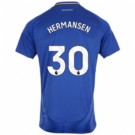 Kandiny Herren Mads Hermansen #30 Blau Weiß Heimtrikot Trikot 2024/25 T-Shirt Österreich