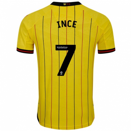 Kandiny Herren Tom Ince #7 Gelb Schwarz Heimtrikot Trikot 2024/25 T-Shirt Österreich