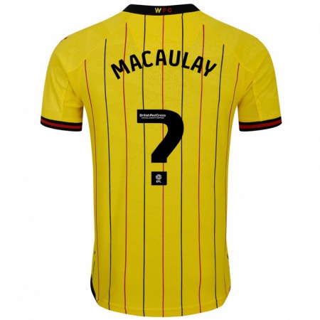 Kandiny Hombre Camiseta Jonathan Macaulay #0 Amarillo Negro 1ª Equipación 2024/25 La Camisa