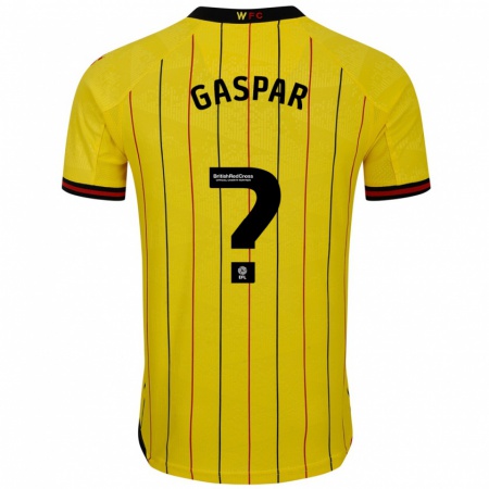 Kandiny Hombre Camiseta Luigi Gaspar #0 Amarillo Negro 1ª Equipación 2024/25 La Camisa México