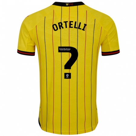 Kandiny Hombre Camiseta Gabriel Ortelli #0 Amarillo Negro 1ª Equipación 2024/25 La Camisa