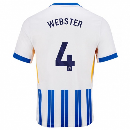 Kandiny Heren Adam Webster #4 Wit Blauwe Krijtstrepen Thuisshirt Thuistenue 2024/25 T-Shirt